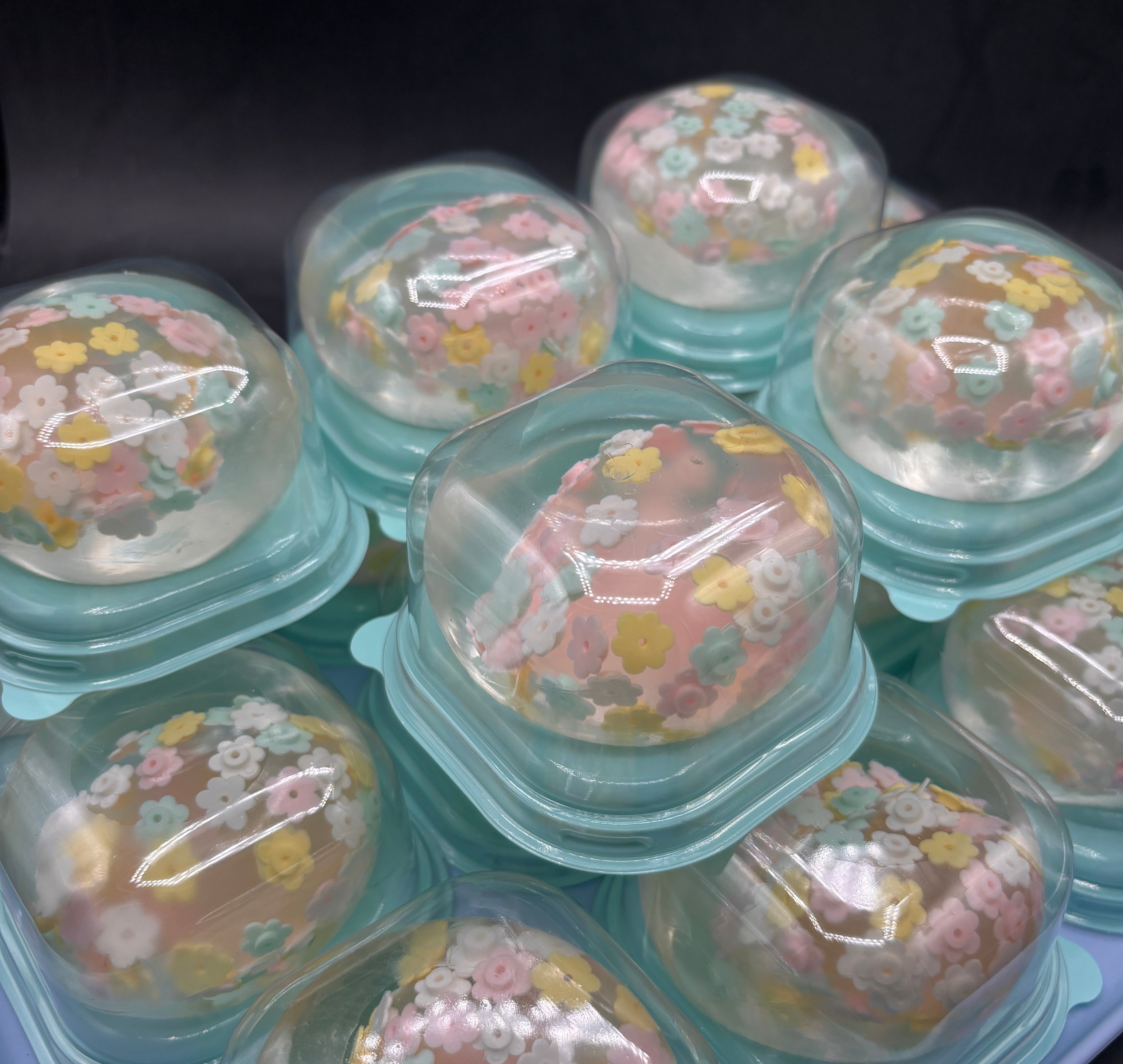 [very firm] cherry blossom stressball (coconut oil + clear putty zip tie)