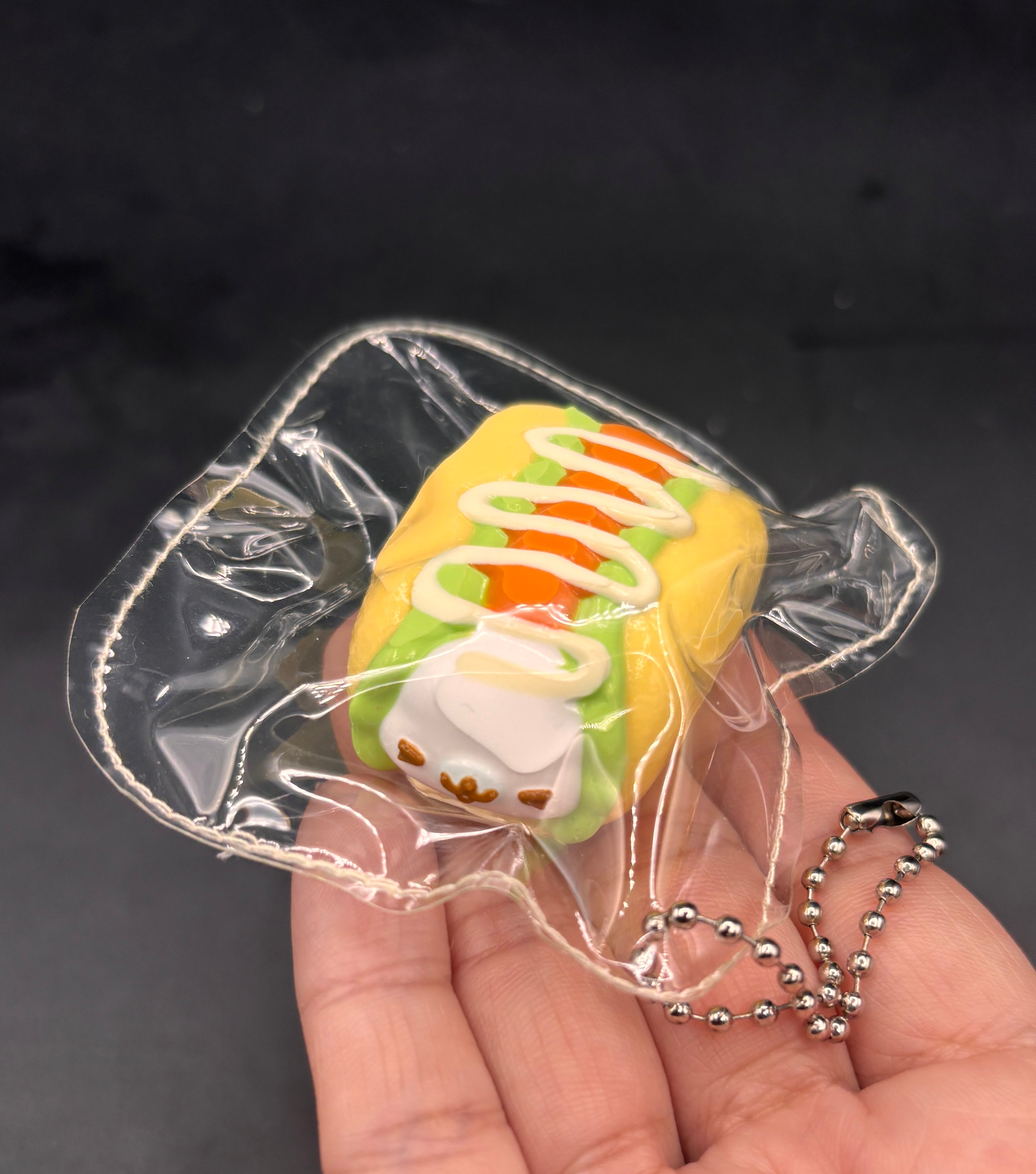 Cute mini keychain puppy hotdog taba squishy